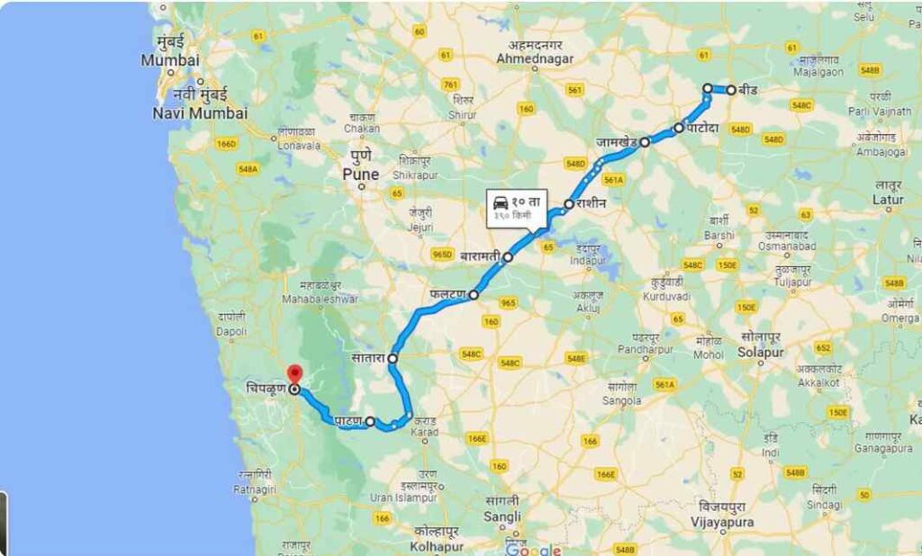Beed to Chiplun Distance
