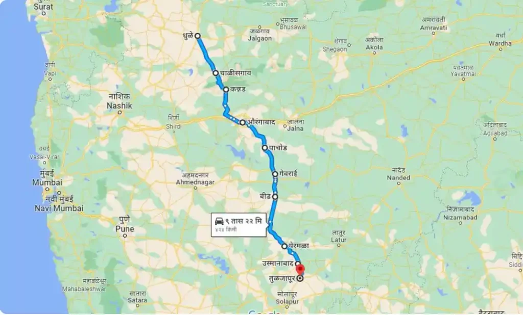 Dhule to Tuljapur Distance