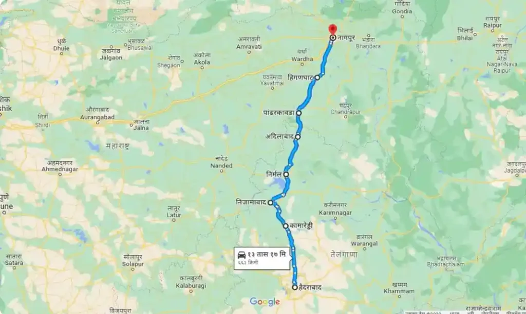 Hyderabad to Nagpur Distance