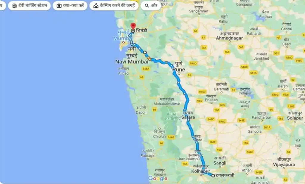 Ichalkaranji To Bhiwandi Distance