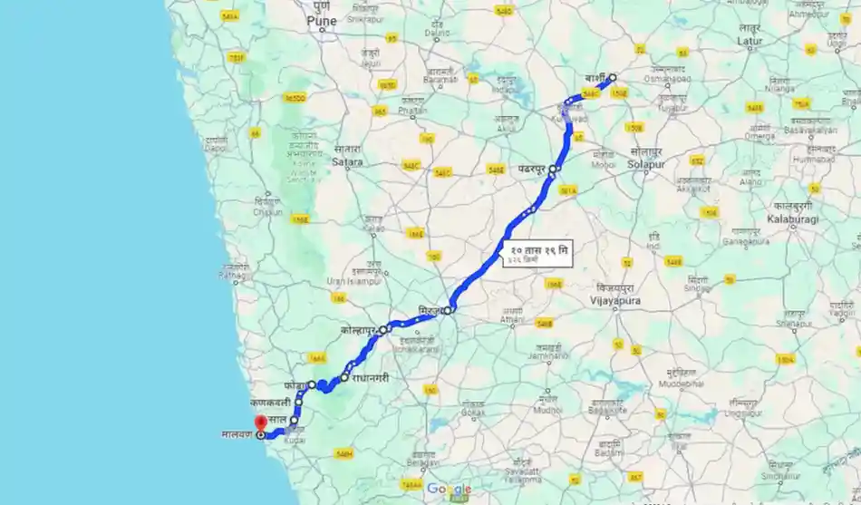 Barshi To Malwan Distance
