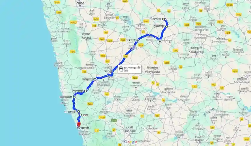 Dharashiv To Panaji Distance