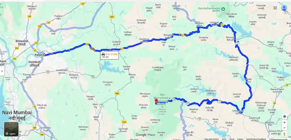 Kalyan To Bhimashankar Distance