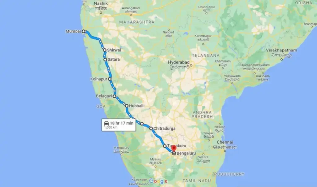 Mumbai Central to Bangalore Distance