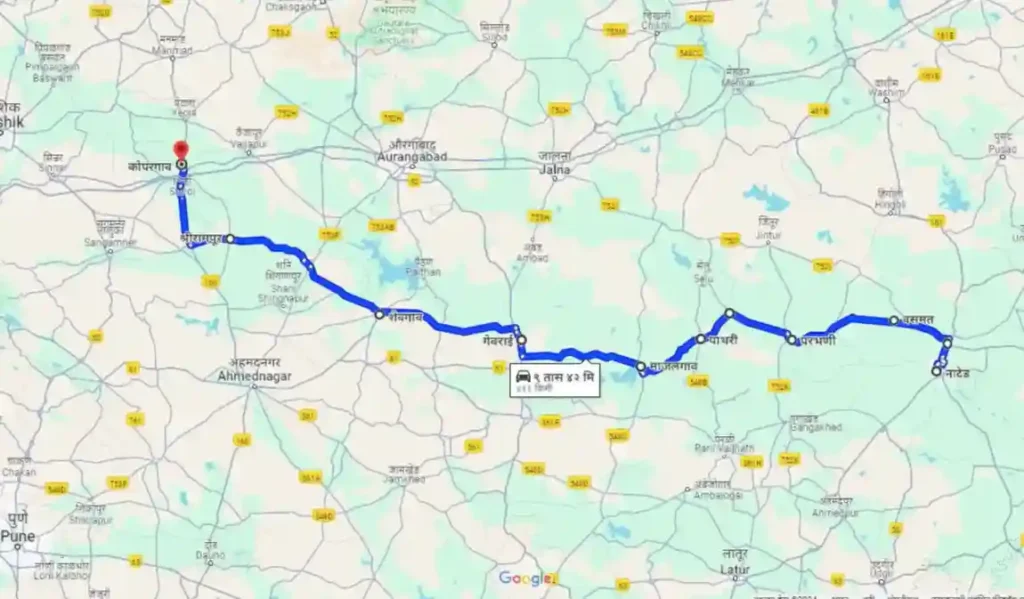 Nanded To Kopergaon Distance