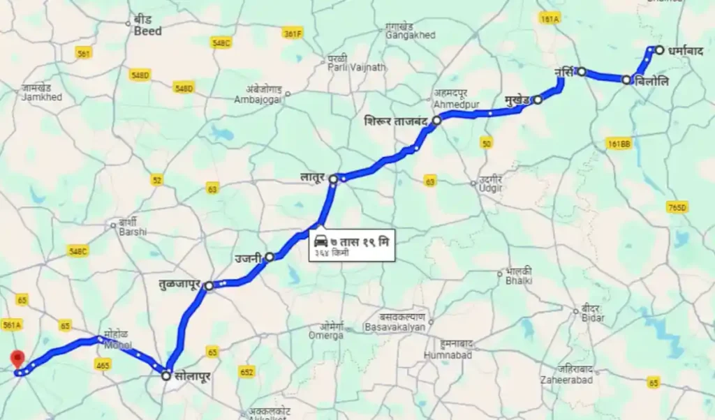 Dharmabad to Pandharpur Distance