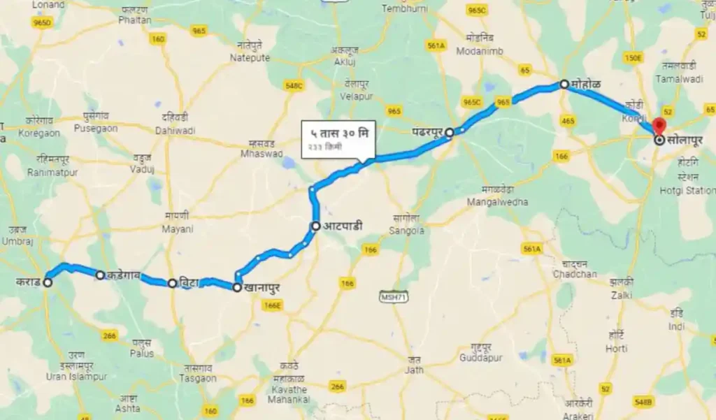 Karad To Solapur Distance