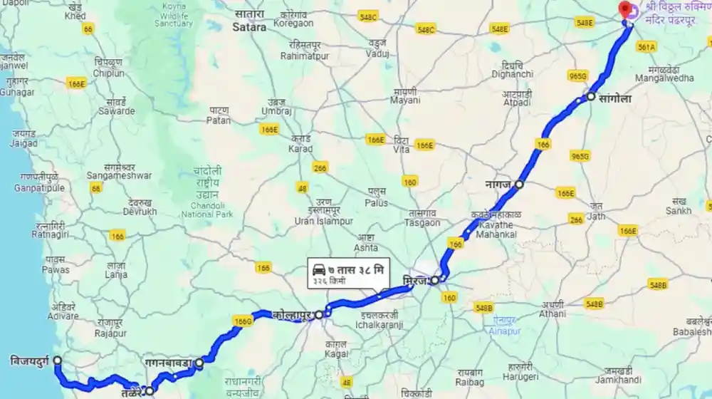 Vijaydurg To Pandharpur Distance