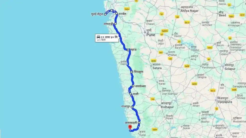 Mumbai Central To Malwan Distance