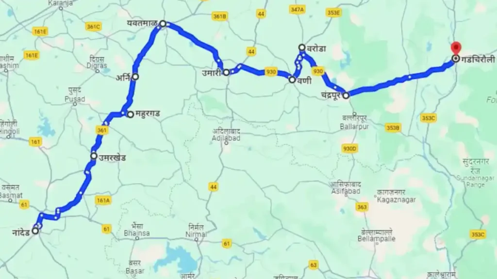 Nanded To Gadachiroli Distance