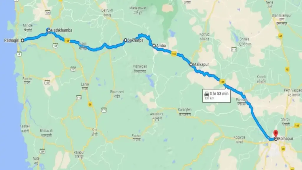 Ratnagiri To Kolhapur Distance