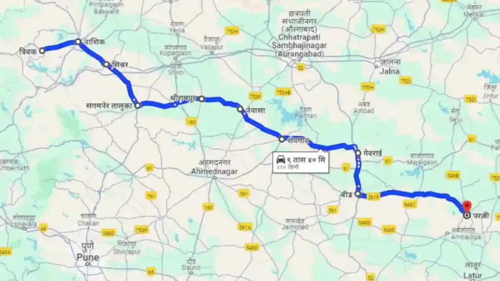 Trimbakeshwar To Parli Vaijnath Distance By Road
