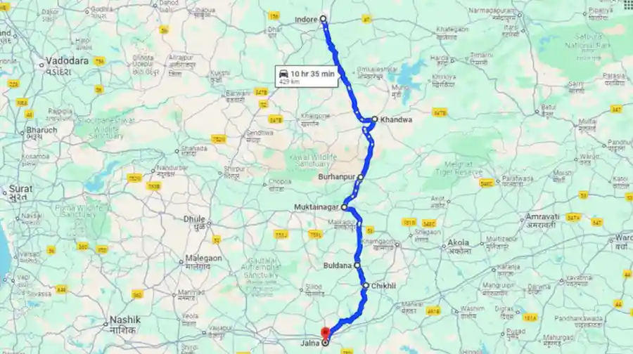 Indore To Jalna Distance By Road